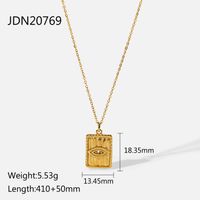 European And American Ins Internet Celebrity Style Embossed Diamond Eye Square Pendant Necklace Stainless Steel Retro Texture Necklace For Women sku image 1