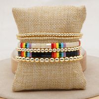 Fashion Street Trendy Multi-layer Twin Beaded High Quality Color Retention Golden Balls Tila Bead Woven Bracelet sku image 7