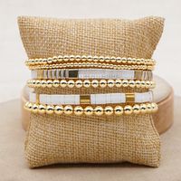 Fashion Street Trendy Multi-layer Twin Beaded High Quality Color Retention Golden Balls Tila Bead Woven Bracelet sku image 10