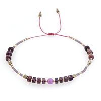 Simple Stacking Jewelry Amethyst Gem Miyuki Rice Beads Beaded Rope Bracelet Set sku image 1