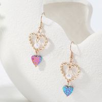 Korean Style Heart Pearl Trend Stone Earrings Creative Earrings Jewelry sku image 1