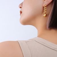 1 Pair Retro Simple Style Round Chain Plating 201 Stainless Steel 18K Gold Plated Drop Earrings main image 5