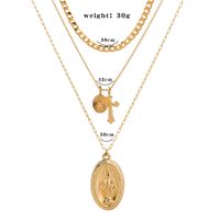 European And American Fashion Exaggerated Necklace Street Detachable Multi-layer Twin Sun Goddess Portrait Cross Necklace sku image 1