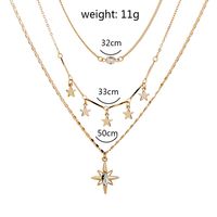 Best Seller In Europe And America Accessories    Fashion Personality Six-pointed Star Diamond Sun Multi-layer Necklace sku image 1