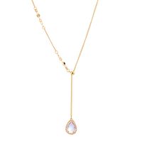 Japanese And Korean Temperamental Purple Droplet Zircon Long Pendant Necklace Elegant Fashion Lady Necklace Clavicle Chain Choker sku image 1