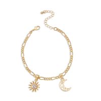 New Jewelry Hip-hop Sun Moon Pendant Foot Ornaments Simple Fashion Diamond Anklet sku image 1