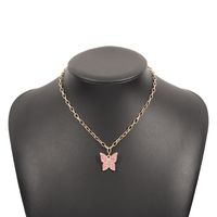 N9514 Ornament Simple Single Layer Butterfly Full Diamond Europe And America Cross Border Sweet Clavicle Necklace Necklace sku image 1
