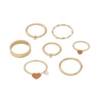 Cross-border Foreign Trade New Alloy Dripping Oil Love Simple Imitation Pearl Geometric Ring Set sku image 1