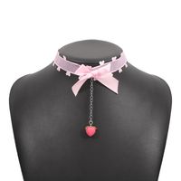 N9634 Ornament Elegant Lady Europe And America Cross Border Necklace Bow Peach Heart Pendant Fashion New Gauze sku image 1