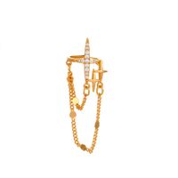 Japonais Et Coréen Simple Strass Gland Quatre Huit Branches Étoiles Oreille Clip Unique Personnalité De La Mode Croix Chaîne Sans Oreilles Boucles D'oreilles Boucles D'oreilles sku image 1