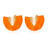 Bohemian Fan-shaped Tassel Earrings Ethnic Style Retro Handmade Geometric Earrings sku image 3