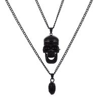 European And American Street Hip Hop Skull Pendant Necklace Cross-border Trend Exaggerated Double-layer Sweater Chain Couple Fashion Ornament sku image 1