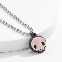 Creative Rubber Clown Skull Pendant Geometric Bead Chain Copper Necklace sku image 1