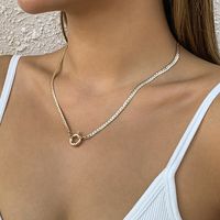 Simple Single-layer Flat Snake Bone Chain Necklace Retro Spring Clasp Pendant Chain Necklace sku image 1