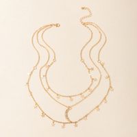 Fashion Simple Jewelry Multilayer Necklace  Moon Star Alloy Necklace main image 3