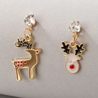 European And American Holiday Jewelry Christmas Elk Asymmetrical Earrings main image 3