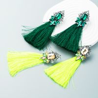 New Exaggerated Long Tassel Earrings With Diamonds Fashion Female Earrings Wholesale main image 1