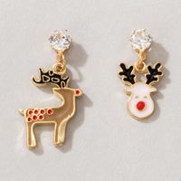 European And American Holiday Jewelry Christmas Elk Asymmetrical Earrings sku image 1