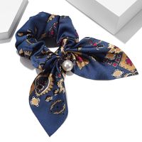 European And American Trendy Pearl Pendant Ribbon Hair Tie Bow Knot Knotted Head Rope sku image 4