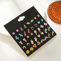 New Fashion Jewelry Earring Set 20 Pairs Of Square Imitation Zircon Earrings Wholesale sku image 2