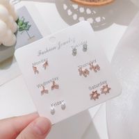 Korean Version Of Autumn And Winter Earrings Set Temperament Pearl Bow Earrings Wholesale sku image 3