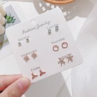 Korean Version Of Autumn And Winter Earrings Set Temperament Pearl Bow Earrings Wholesale sku image 4