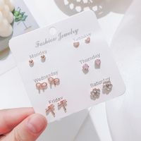 Korean Version Of Autumn And Winter Earrings Set Temperament Pearl Bow Earrings Wholesale sku image 5