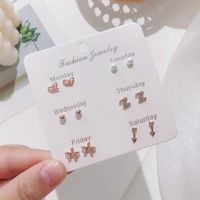 Korean Version Of Autumn And Winter Earrings Set Temperament Pearl Bow Earrings Wholesale sku image 7