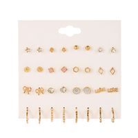 Korean Fashion Pearl Rhinestone Earrings Small Daisy Love Star Geometric Earrings Set Wholesale sku image 1
