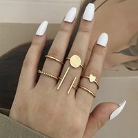 Cross-border New Simple Fashion Elegant Women's Jewelry Simple Geometric Heart Shape Ring 6-piece Set sku image 1