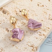 Bohemian Unique Exaggerated Irregular Resin Earrings Candy Color Natural Stone Imitated Earrings Cross-border Sold Jewelry sku image 1