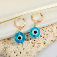 Simple Acrylic Round Demon Eye Turkish Eye Pendant Metal Earring Cross-border sku image 3