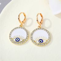 Retro Pearl Eye Color Rhinestone Love Demon Eye Ear Ring Cross-border Jewelry sku image 1