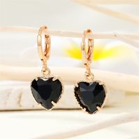 Cross-border Jewelry Simple Black Zircon Love Earrings Geometric Heart Pendant Earrings sku image 1