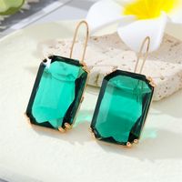 European Exaggerated Retro Square Transparent Glass Geometric Crystal Ear Hooks Cross-border Jewelry sku image 2