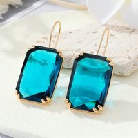 European Exaggerated Retro Square Transparent Glass Geometric Crystal Ear Hooks Cross-border Jewelry sku image 6