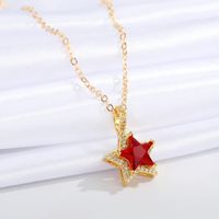 Jewelry Micro-inlaid Star Necklace Simple Five-pointed Star Pendant Clavicle Chain Jewelry sku image 1