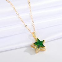 Jewelry Micro-inlaid Star Necklace Simple Five-pointed Star Pendant Clavicle Chain Jewelry sku image 2