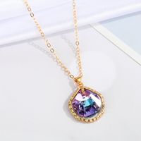 Jewelry Colorful Crystal Glass Necklace Simple Moon Pendant Clavicle Chain Jewelry sku image 2