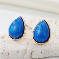 New Retro Simple Color Terrestrial Resin Stone Earrings Geometric Opal Earrings sku image 1