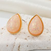 New Retro Simple Color Terrestrial Resin Stone Earrings Geometric Opal Earrings sku image 2