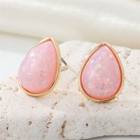New Retro Simple Color Terrestrial Resin Stone Earrings Geometric Opal Earrings sku image 3