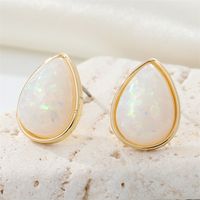 New Retro Simple Color Terrestrial Resin Stone Earrings Geometric Opal Earrings sku image 4