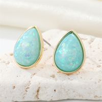 New Retro Simple Color Terrestrial Resin Stone Earrings Geometric Opal Earrings sku image 5