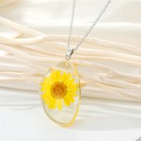 Korean Geometric Resin Daisy Dried Flower Necklace Plant Specimen Immortal Flower Clavicle Chain Female sku image 2