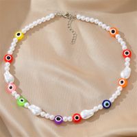 Bohemian Color Devil's Eye Rice Bead Necklace Eyes Clavicle Chain Female sku image 7