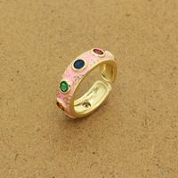 European Cross-border Retro Ethnic Color Zircon Carved Retro Drip Open Ring sku image 3