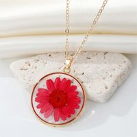 Bohemian Natural Dried Flower Transparent Round Resin Necklace sku image 2