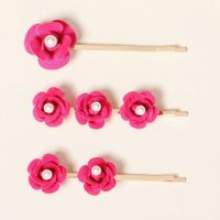 Korean New Style Pearl Hairpin Retro Rose Flower Bangs Side Clip Hairpin sku image 2