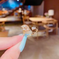 Korean Micro-inlaid Zircon Ring Opening Adjustable Korean Fashion Ring sku image 13